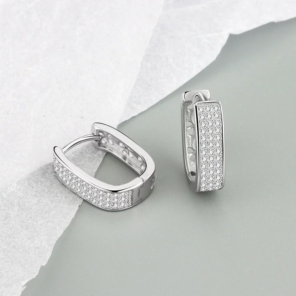 Wholesale Microinlaid Zircon Ushaped Ear Buckle 925 Silver Geometric Style Electroplated Jewelry For Women - Image 7