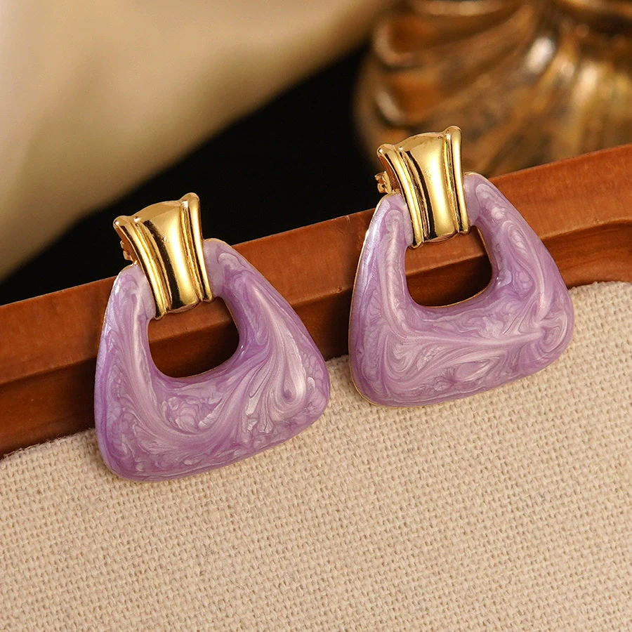 Wholesale Midcentury Style Simple Dopamine Color Geometric Trapezoid Hollow Stamped Stainless Steel Earrings Unisex Jewelry - Image 9