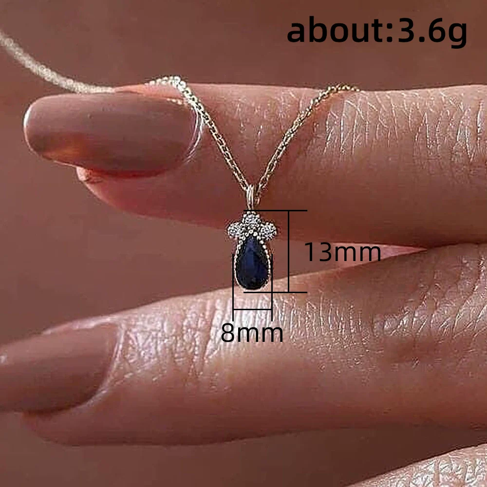 Wholesale Mini Necklace Copper Ochain With Mixed Gem Inlay Heart Pendant Sapphire Blue For Women - Image 4