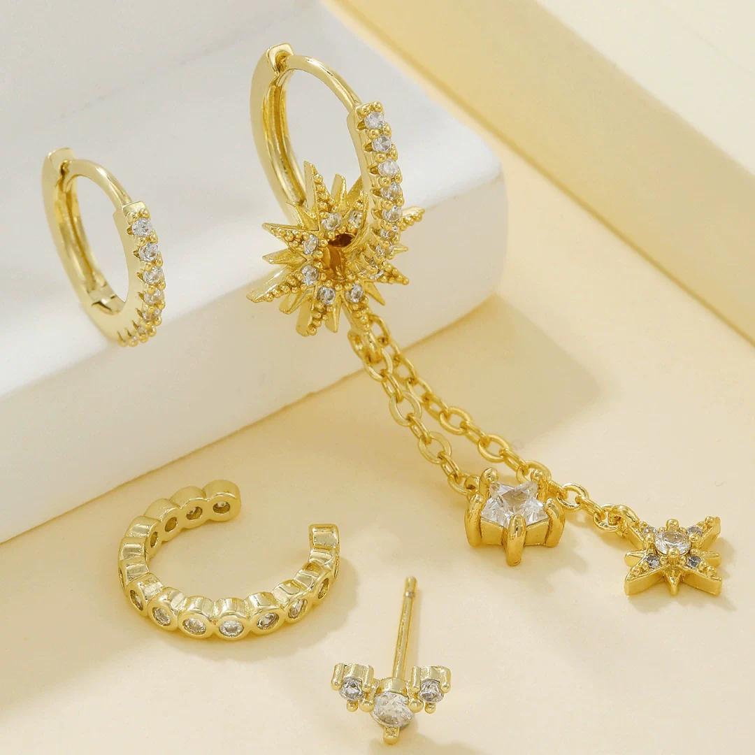 Wholesale Minimalist Copper Inlaid Zircon Ear Bone Clip Earrings - Image 2