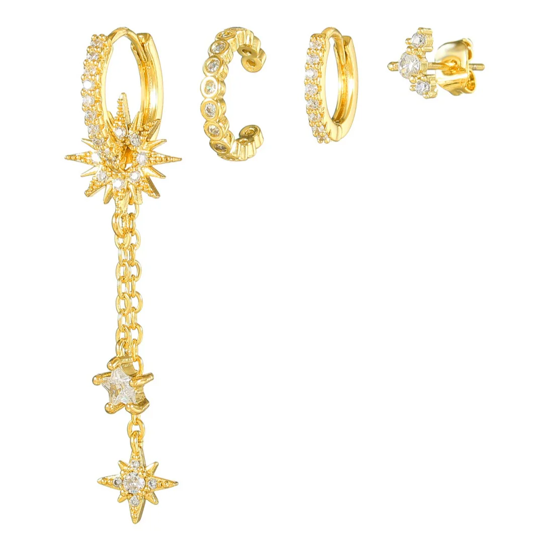 Wholesale Minimalist Copper Inlaid Zircon Ear Bone Clip Earrings - Image 6
