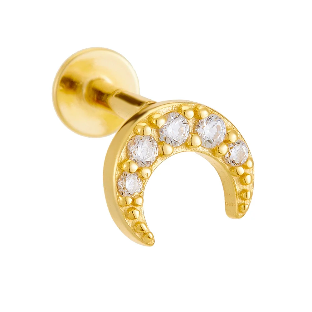 Wholesale Minimalist Diamond S925 Sterling Silver Moon Spiral Piercing Ear Jewelry For Women - Image 5