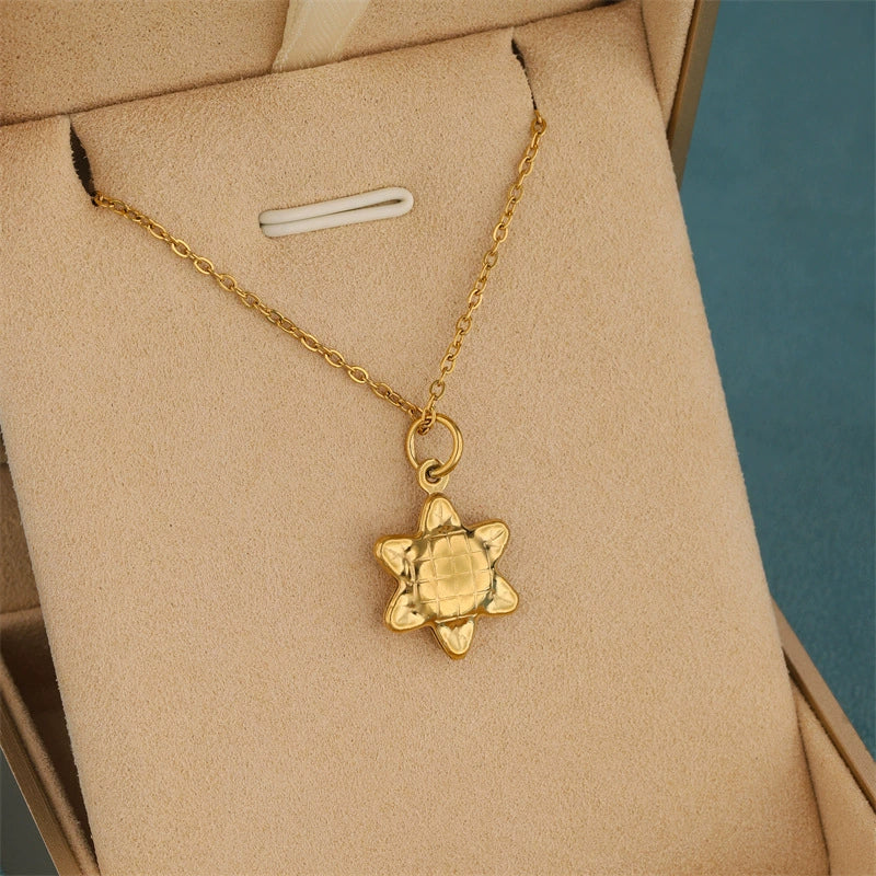 Wholesale Minimalist Geometric 18K Gold Plated Stainless Steel Irregular Flower Cross Chain Pendant Necklace For Women - Image 5