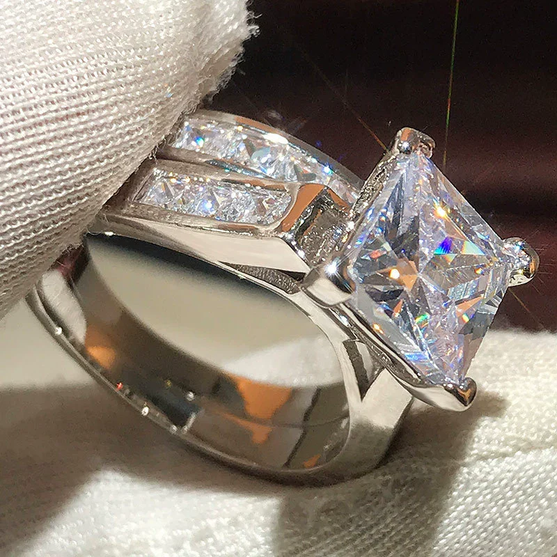 Wholesale Minimalist Geometric Copper Couple Ring Inlaid With Zirconia Jewelry - Image 2