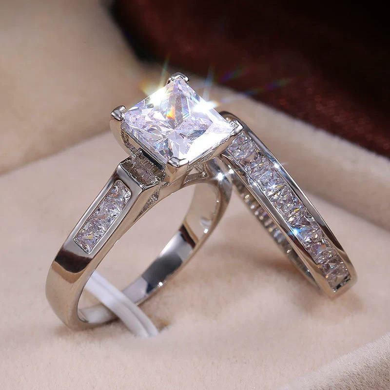 Wholesale Minimalist Geometric Copper Couple Ring Inlaid With Zirconia Jewelry - Image 6