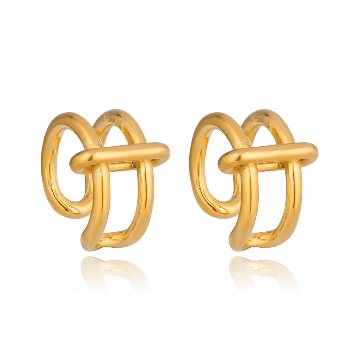 Wholesale Minimalist Geometric Cshaped Stainless Steel Real Gold Plated Ear Clips Jewelry For Women - Image 5