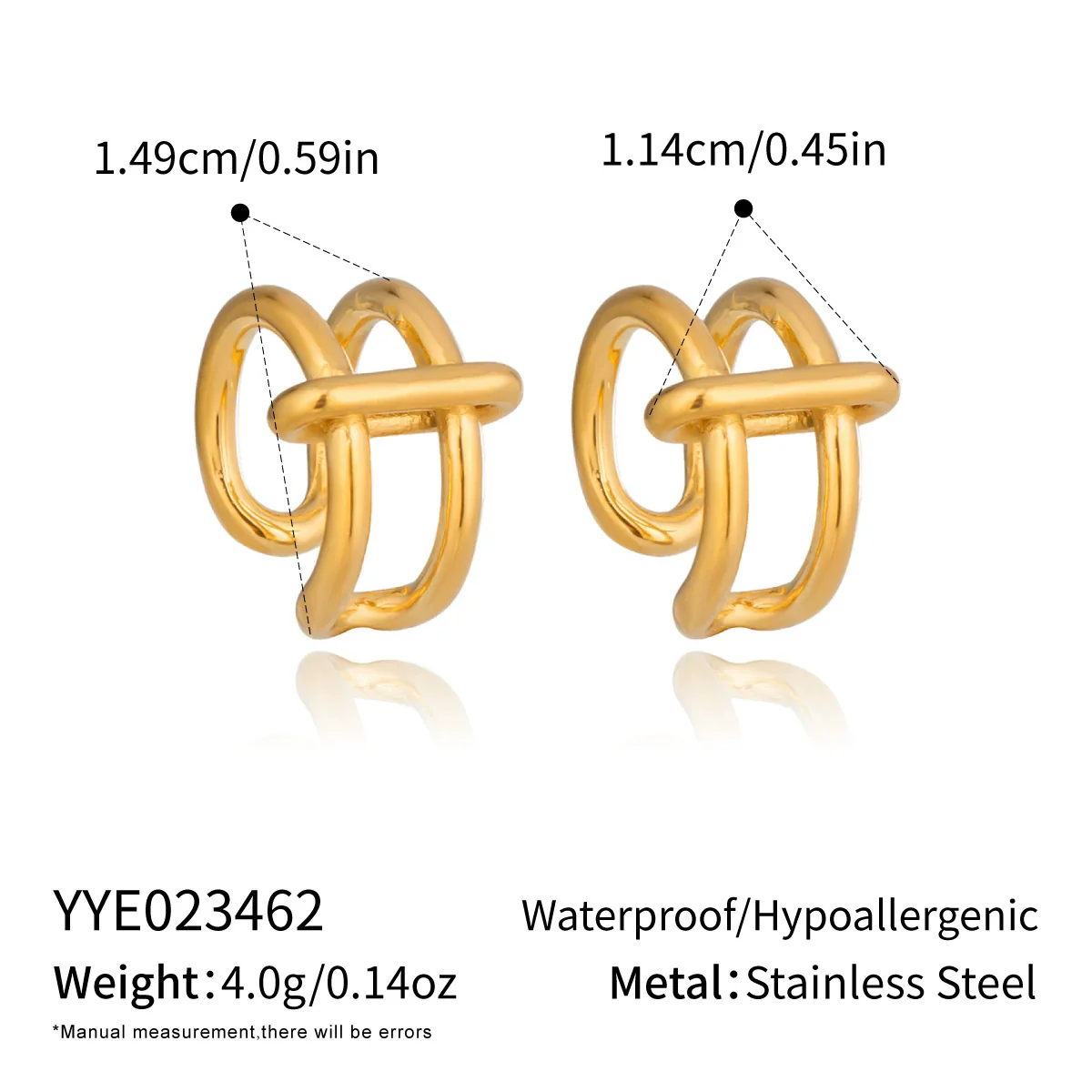 Wholesale Minimalist Geometric Cshaped Stainless Steel Real Gold Plated Ear Clips Jewelry For Women - Image 6