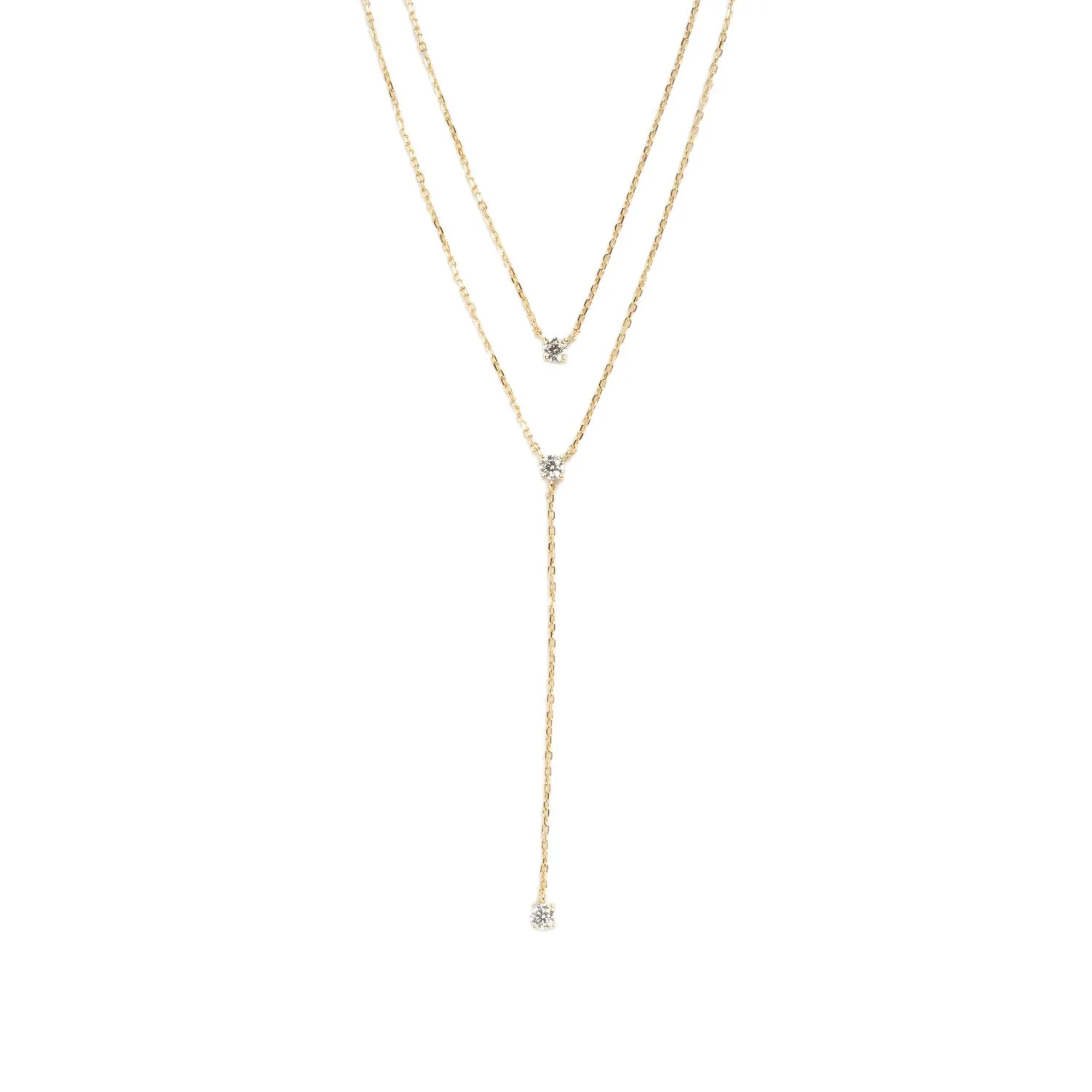 Wholesale Minimalist Geometric Gold Plated Copper Necklace With Birthstone Zircon And Double Chain For Unisex - Image 5