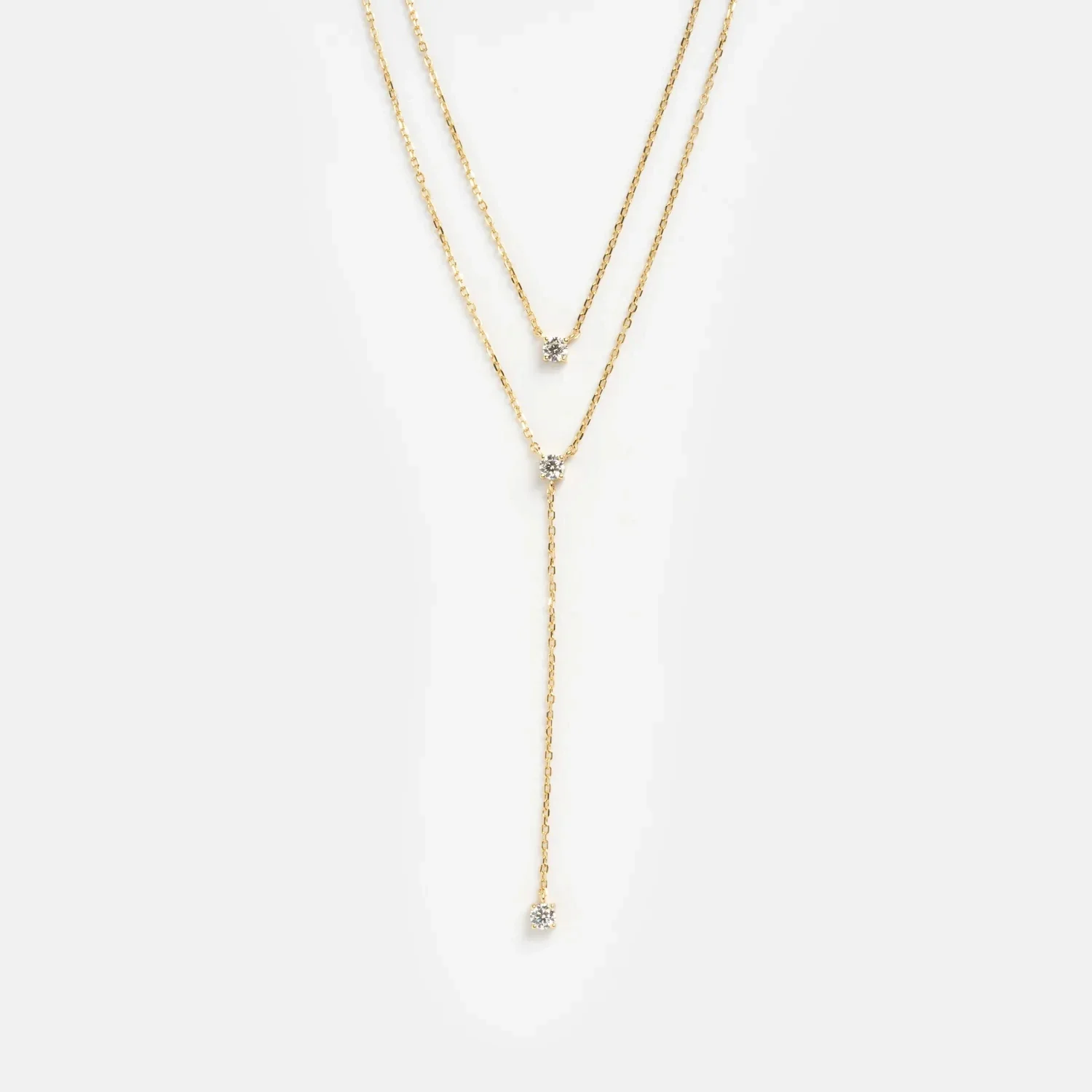 Wholesale Minimalist Geometric Gold Plated Copper Necklace With Birthstone Zircon And Double Chain For Unisex - Image 6
