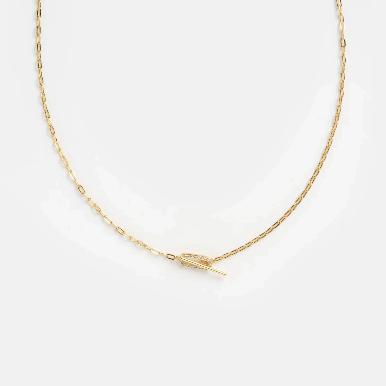 Wholesale Minimalist Geometric Gold Plated Copper Necklace With Birthstone Zircon And Double Chain For Unisex - Image 7