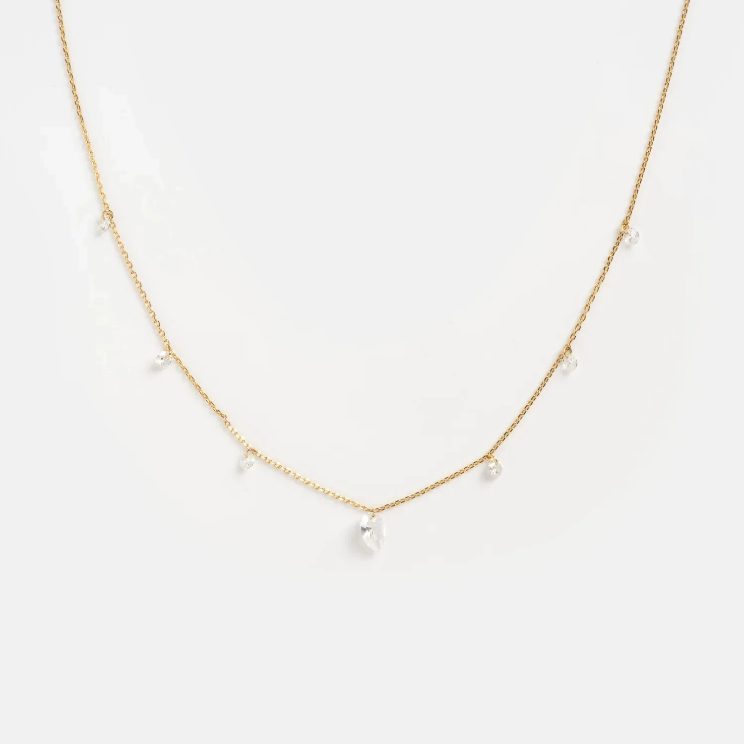 Wholesale Minimalist Geometric Gold Plated Copper Necklace With Birthstone Zircon And Double Chain For Unisex - Image 8