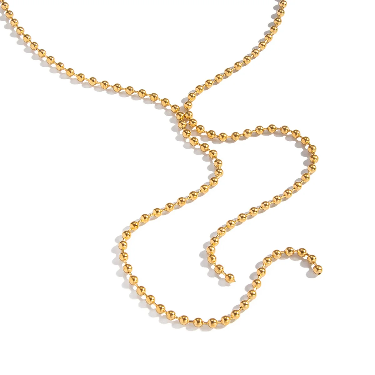 Wholesale Minimalist Geometric Round Bead Tassel Sweater Necklace For Women Stainless Steel 18K Real Gold Plated By Pvd Furnace Vacuum - Image 5