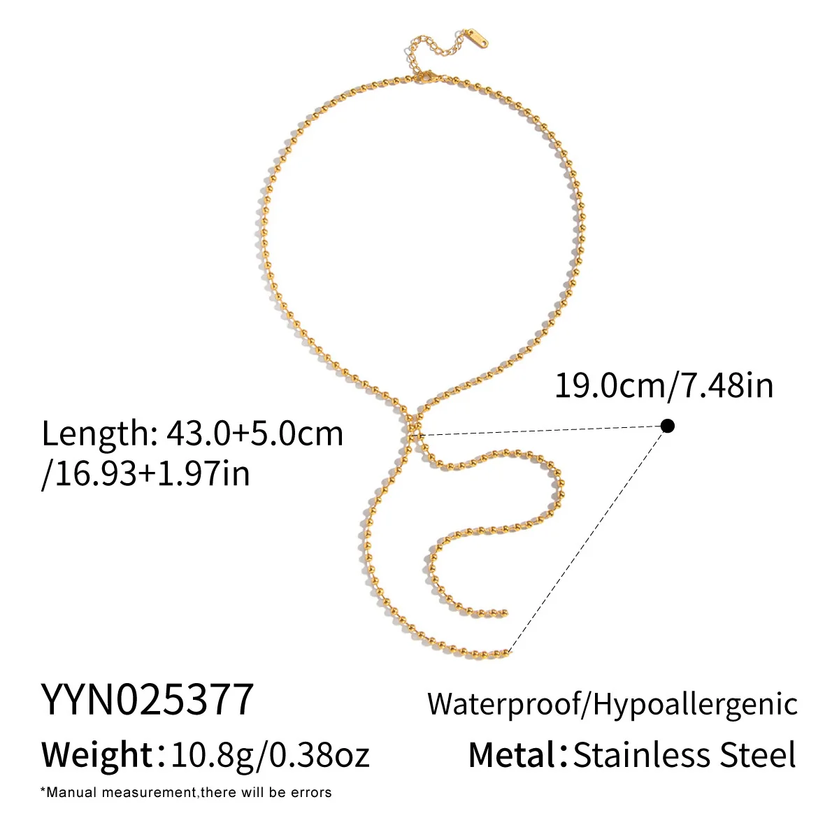 Wholesale Minimalist Geometric Round Bead Tassel Sweater Necklace For Women Stainless Steel 18K Real Gold Plated By Pvd Furnace Vacuum - Image 6