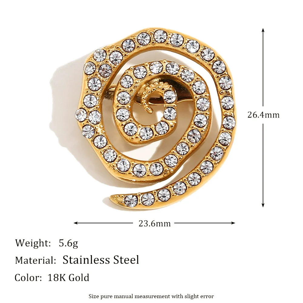 Wholesale Minimalist Geometric Stainless Steel Electroplated 18K Gold Micro Inlaid White Diamond Women's Chest Ornament Brooch - Image 2