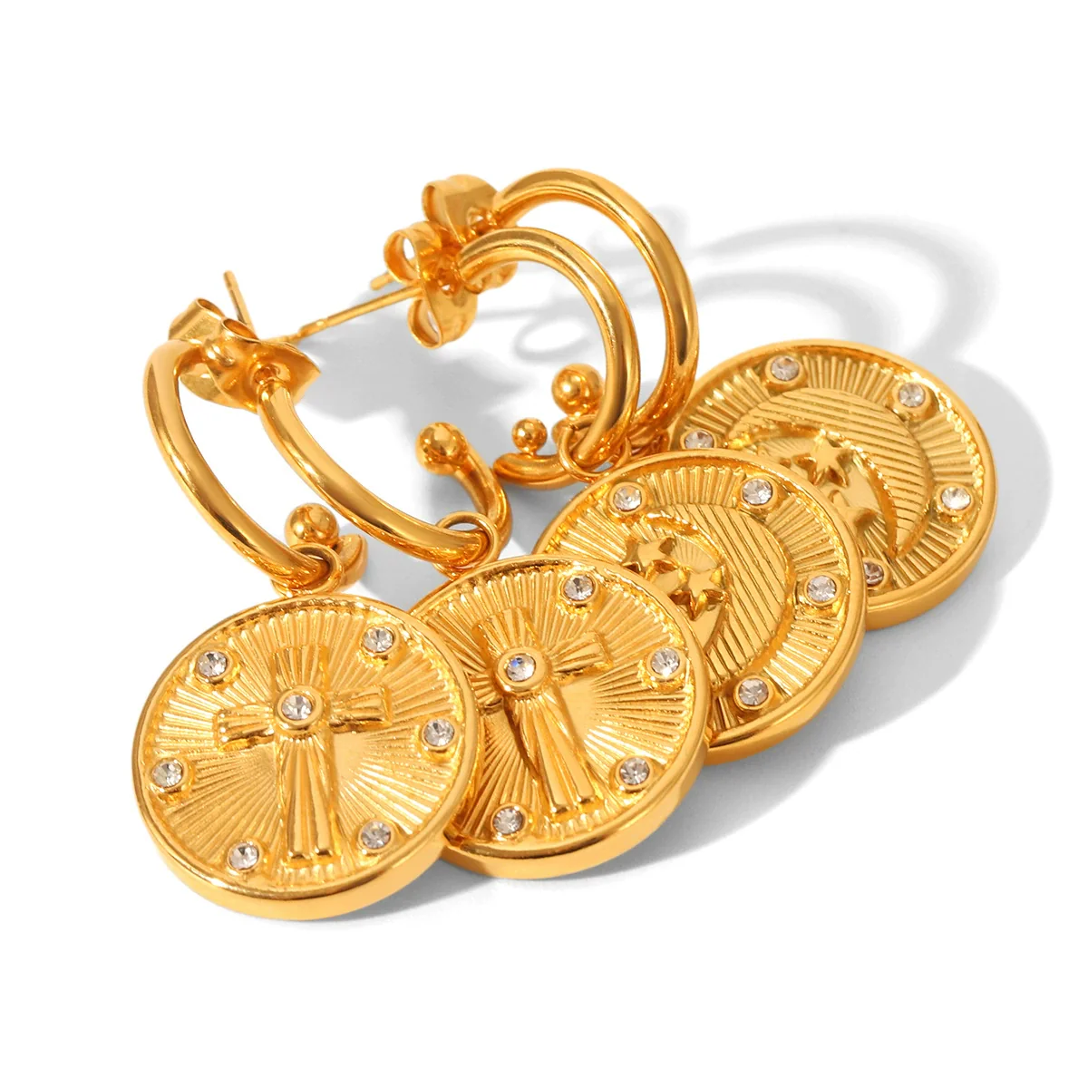 Wholesale Minimalist Geometric Star Shape Diamond Stainless Steel Earrings For Women - Image 5