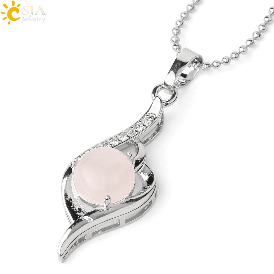Wholesale Minimalist Heart Shaped Natural Crystal Stone And Zircon Silver Clavicle Pendant Necklace - Image 32