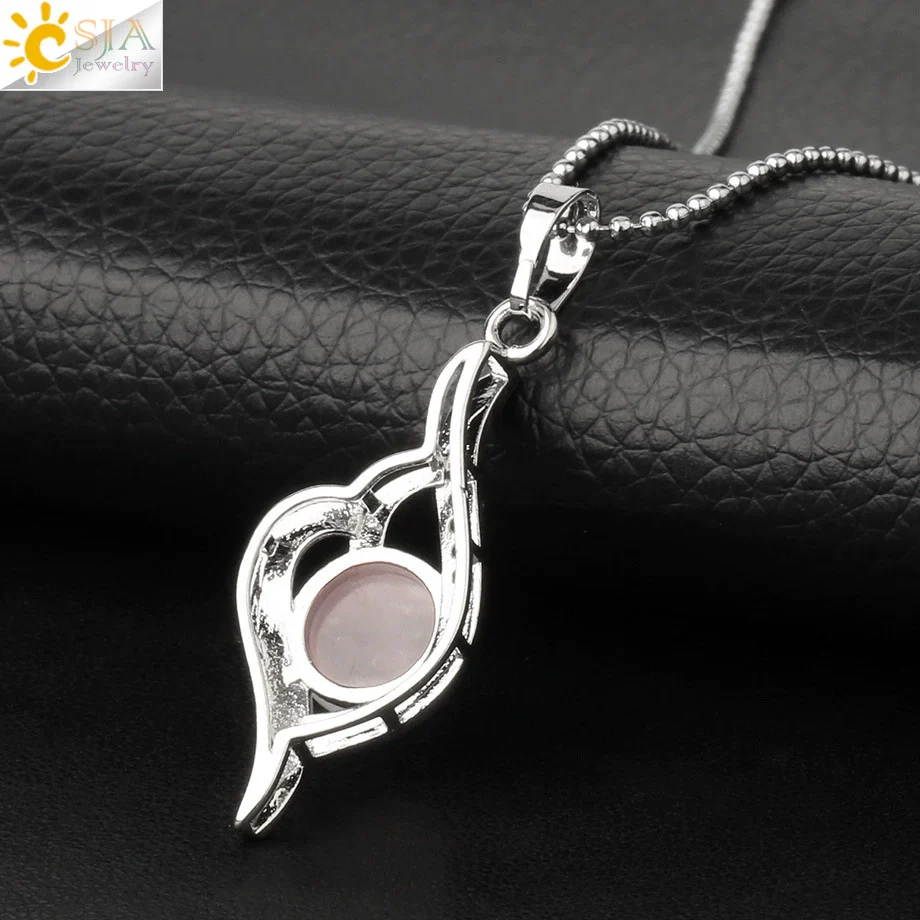 Wholesale Minimalist Heart Shaped Natural Crystal Stone And Zircon Silver Clavicle Pendant Necklace - Image 4