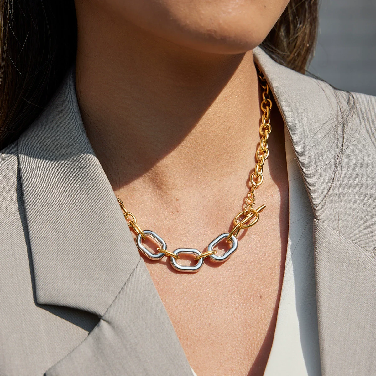 Wholesale Minimalist Light Luxury Geometric Stainless Steel Electroplated Necklace For Women - Image 2