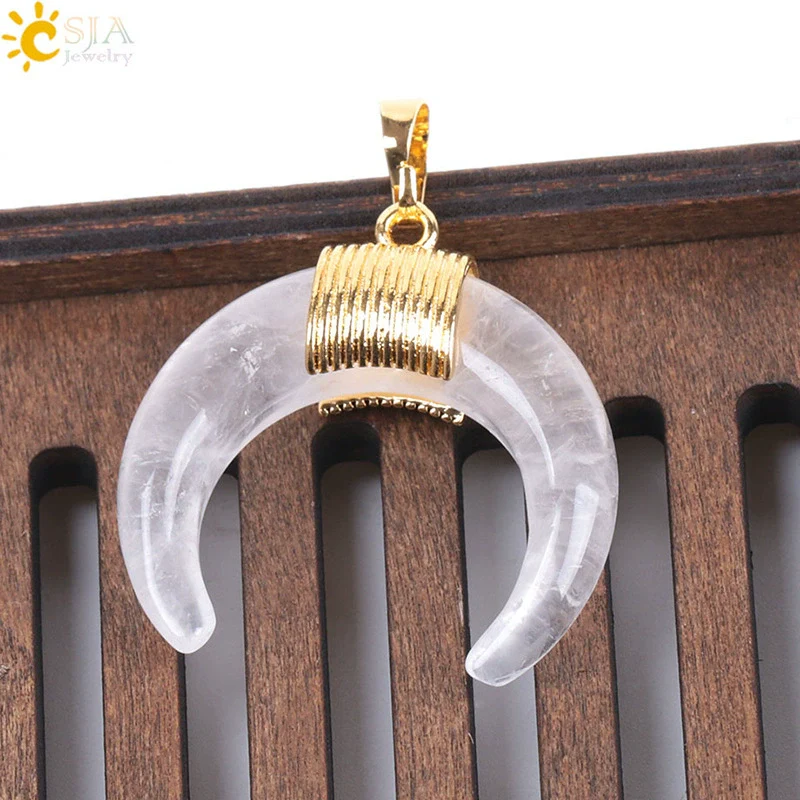 Wholesale Minimalist Natural Crystal Moonstone Semiprecious Stone Copper Buckle Pendant Jewelry With Electroplating - Image 7