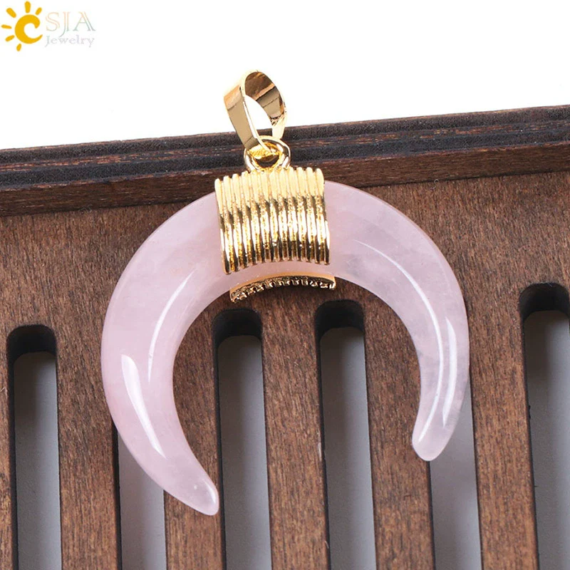 Wholesale Minimalist Natural Crystal Moonstone Semiprecious Stone Copper Buckle Pendant Jewelry With Electroplating - Image 9