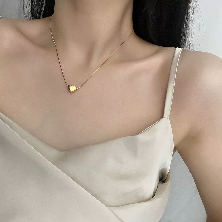 Wholesale Minimalist Stainless Steel Geometric Heart Pendant Necklace Handmade O Word Chain Unisex - Image 3