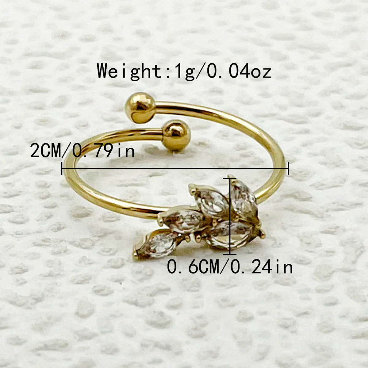 Wholesale Minimalist Stainless Steel Open Ring With Flower Leaves Fishtail Radish And Heart Shape Electroplated - Image 6