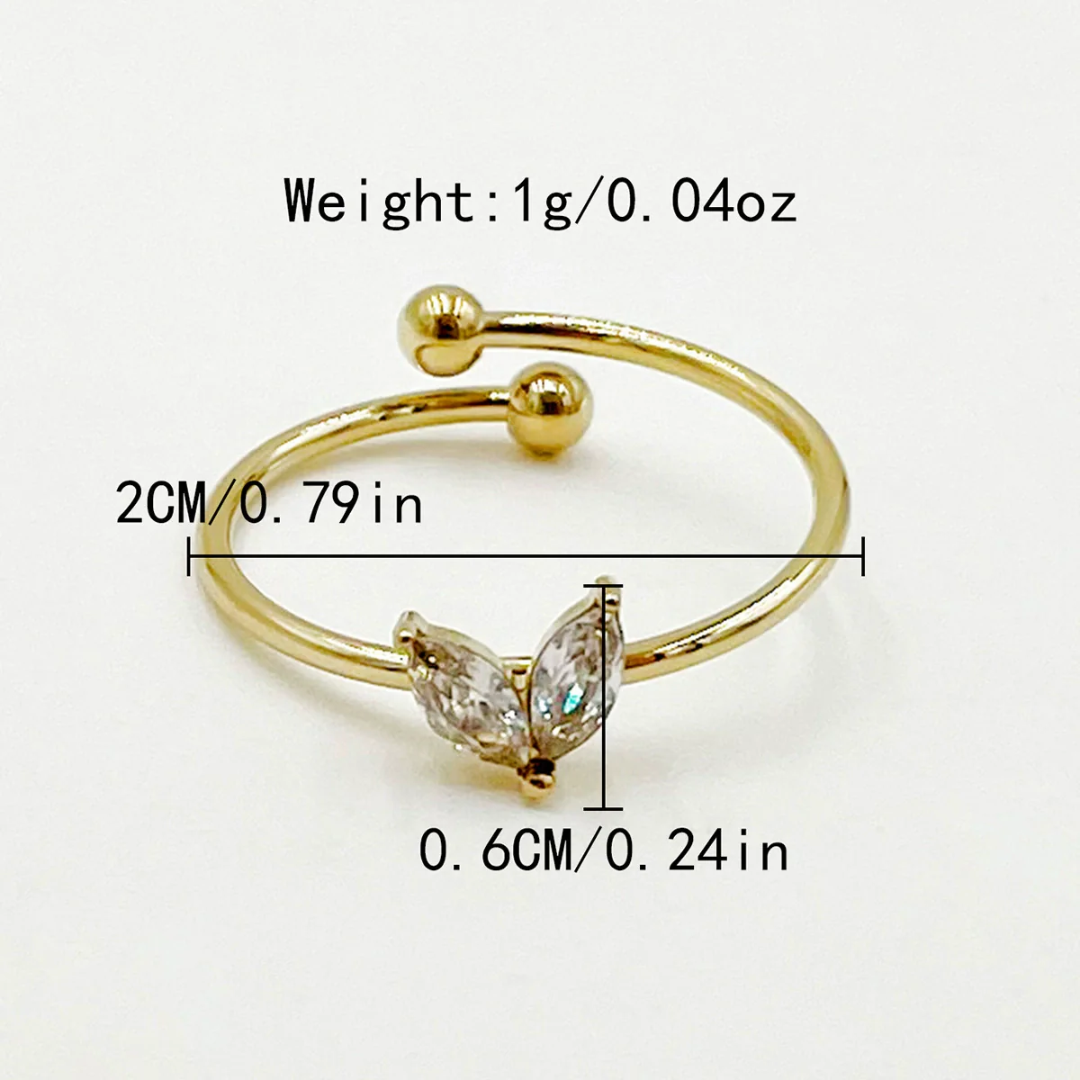 Wholesale Minimalist Stainless Steel Open Ring With Flower Leaves Fishtail Radish And Heart Shape Electroplated - Image 8