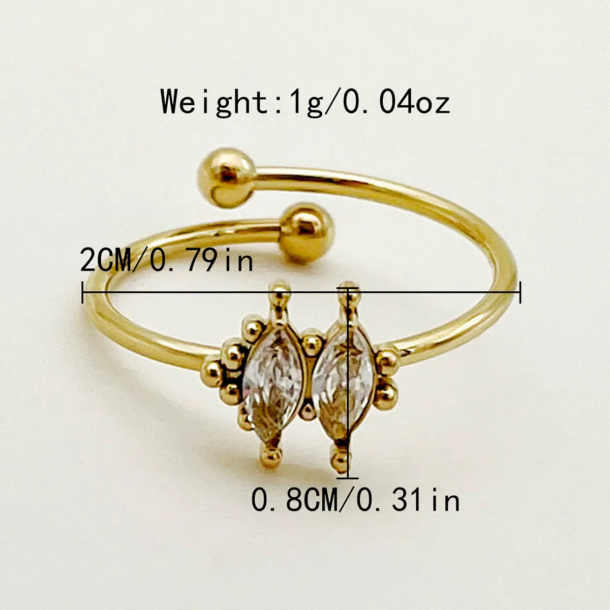 Wholesale Minimalist Stainless Steel Open Ring With Flower Leaves Fishtail Radish And Heart Shape Electroplated - Image 9