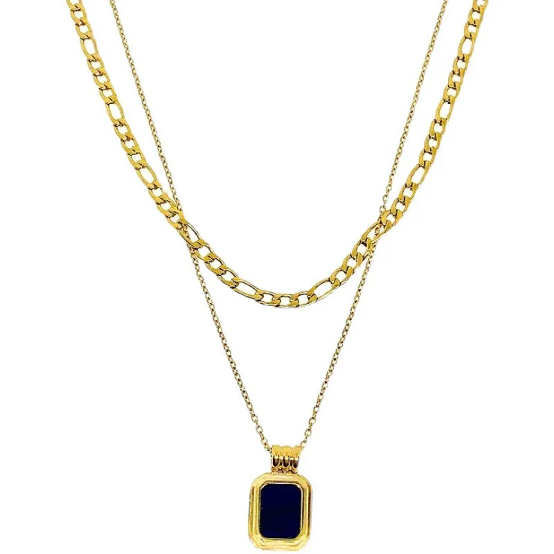 Wholesale Minimalist Titanium Steel Geometric Doublelayer Necklace For Women Light Luxury Water Chain Design - Image 5
