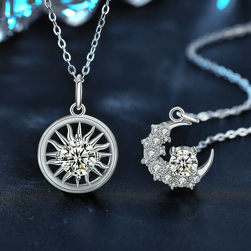 Wholesale Moissanite 925 Sterling Silver Geometric Style Couple Clavicle Pendant Necklace