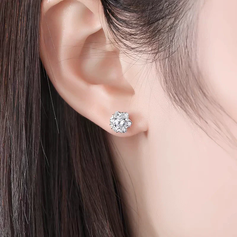Wholesale Moissanite And S925 Sterling Silver Love Snowflake Geometric Fashion Women's Earrings - Image 3