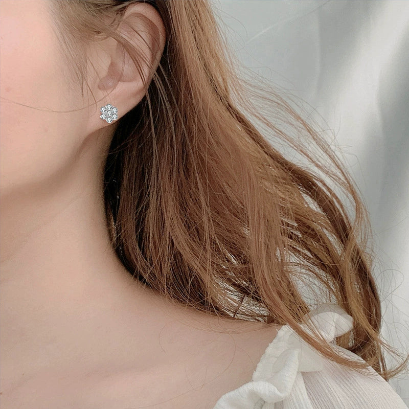 Wholesale Moissanite Earrings 925 Sterling Silver Simple Elegant Petal Snowflake Flower Style - Image 3