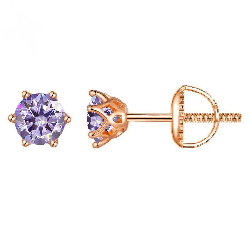 Wholesale Moissanite Earrings S925 Sterling Silver Rose Gold Round Love Design For Women Classic Style - Image 4