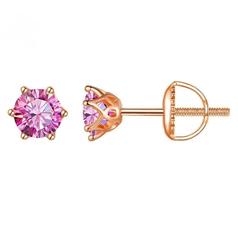 Wholesale Moissanite Earrings S925 Sterling Silver Rose Gold Round Love Design For Women Classic Style - Image 9