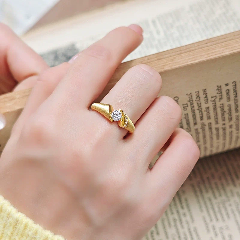 Wholesale Moissanite Geometric Ring S925 Silver 18K Gold Plated Brushed Unisex Jewelry Accessories - Image 3