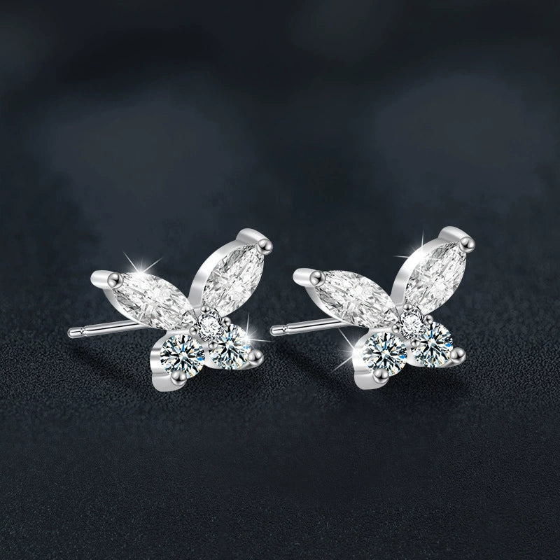 Wholesale Moissanite S925 Sterling Silver Animal Butterfly Simple Style Women's Earrings