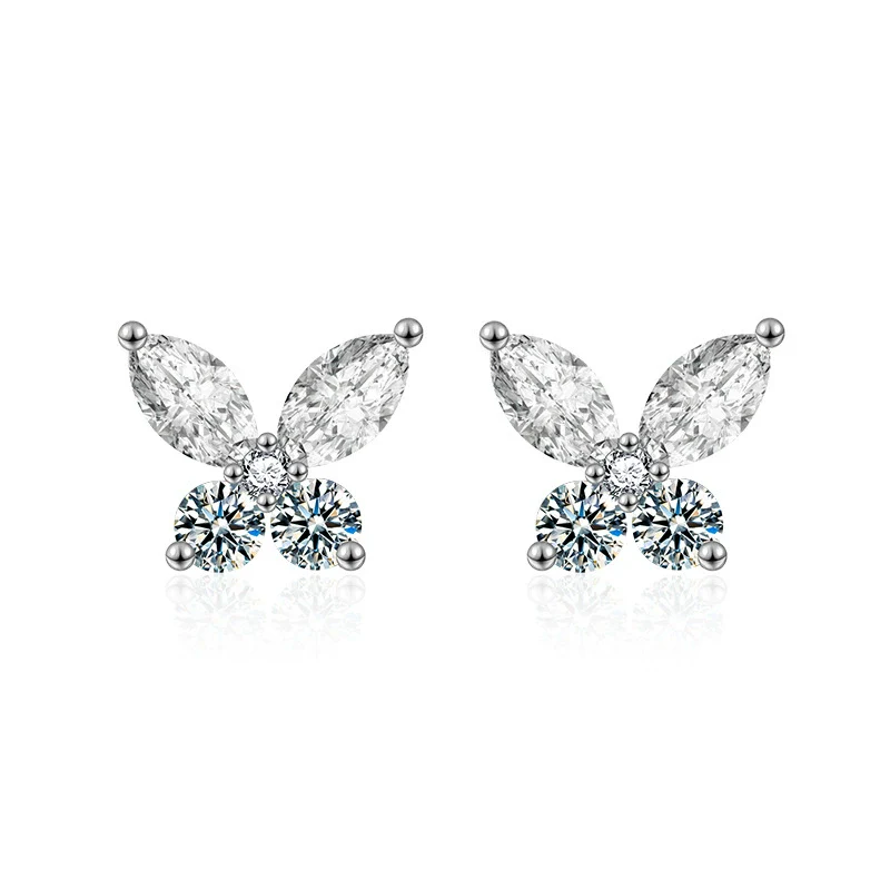 Wholesale Moissanite S925 Sterling Silver Animal Butterfly Simple Style Women's Earrings - Image 4