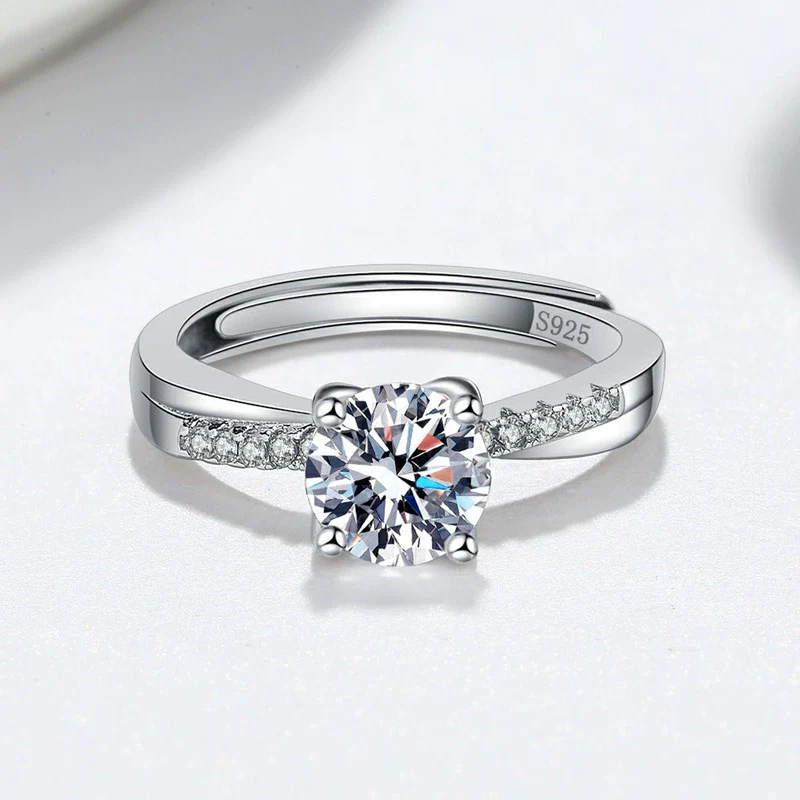 Wholesale Moissanite S925 Sterling Silver Ring Geometric Electroplated For Women - Image 3