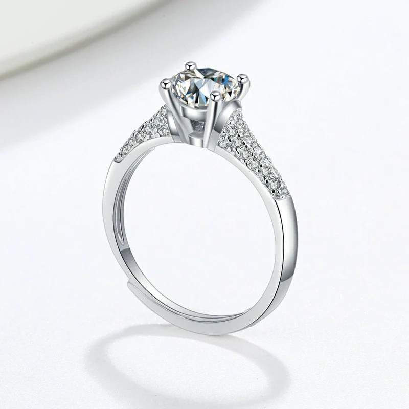 Wholesale Moissanite S925 Sterling Silver Ring Geometric Style Electroplated Four Claw Female Ring - Image 4