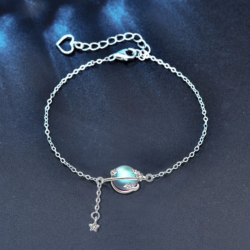 Wholesale Moonstone Planet Bracelet 925 Sterling Silver Natural Insect Pattern With Precious Stones For Girls