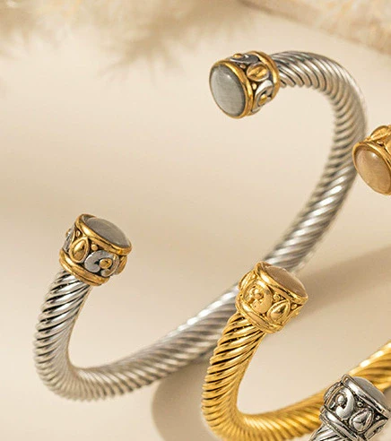 Wholesale Multicolor Titanium Steel And Stainless Steel Electroplated Twist Room Gold Bracelet Cable Bracelet With Personality Style - Image 7