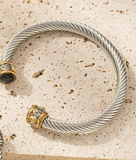 Wholesale Multicolor Titanium Steel And Stainless Steel Electroplated Twist Room Gold Bracelet Cable Bracelet With Personality Style - Image 8