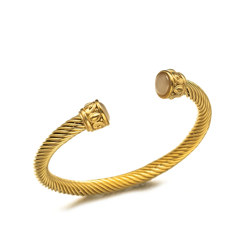 Wholesale Multicolor Titanium Steel And Stainless Steel Electroplated Twist Room Gold Bracelet Cable Bracelet With Personality Style - Image 9