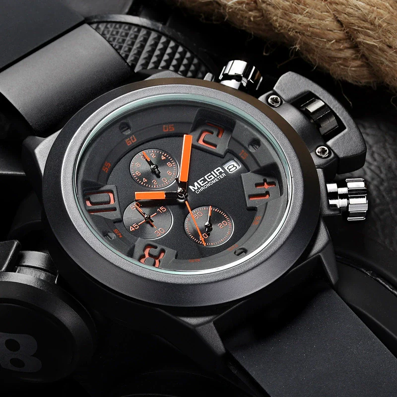 Wholesale Multifunctional Men's Alloy Case Silicone Strap Round Dial Quartz Watch Waterproof With Spiral Crown And Pin Buckle - Image 2
