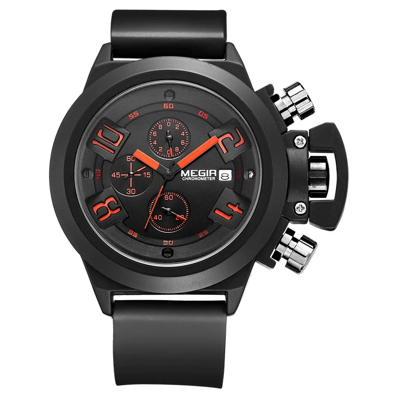 Wholesale Multifunctional Men's Alloy Case Silicone Strap Round Dial Quartz Watch Waterproof With Spiral Crown And Pin Buckle - Image 3