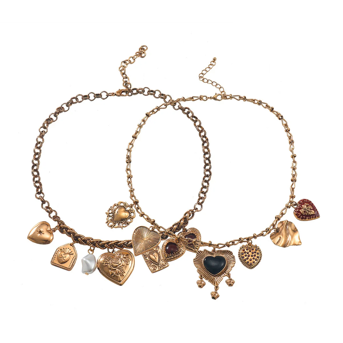 Wholesale Multilayer Metal Retro Heart Pendant Ladies Charm Necklace Alloy Electroplating - Image 5