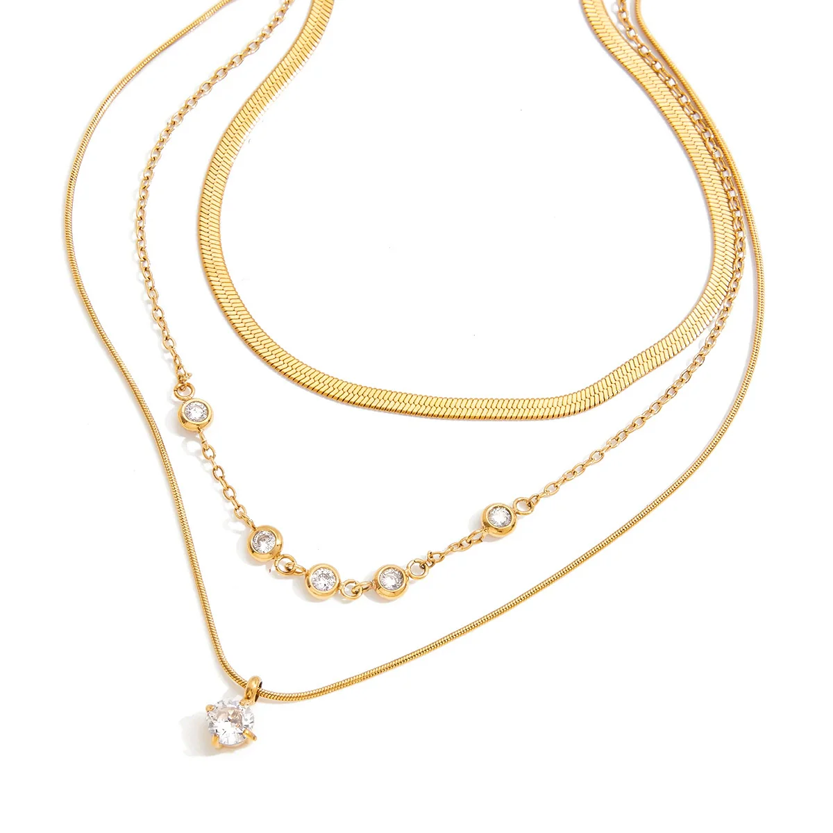 Wholesale Multilayered Geometric Stainless Steel And Titanium Steel Electroplated Necklace For Women - Image 5