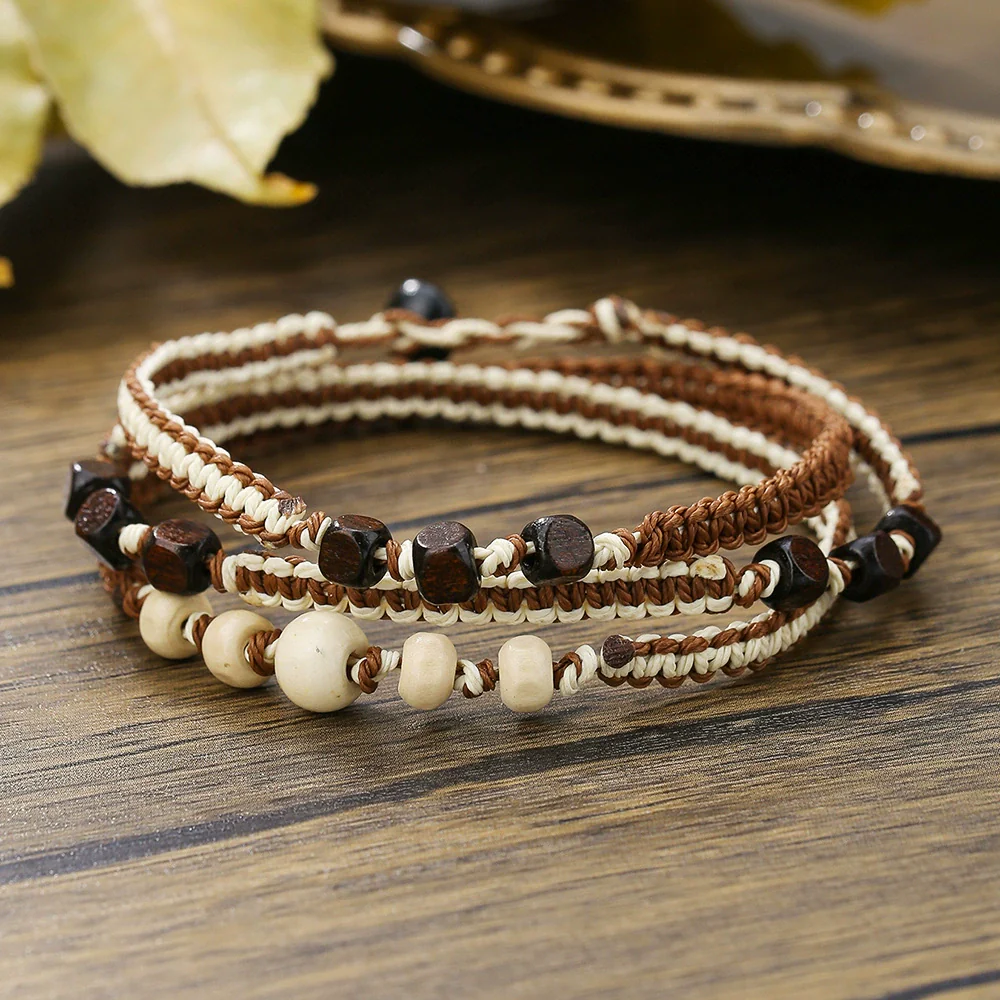 Wholesale Multistrand Winding Woven Handmade Wooden Bead Bracelet Minimalist Style - Image 2