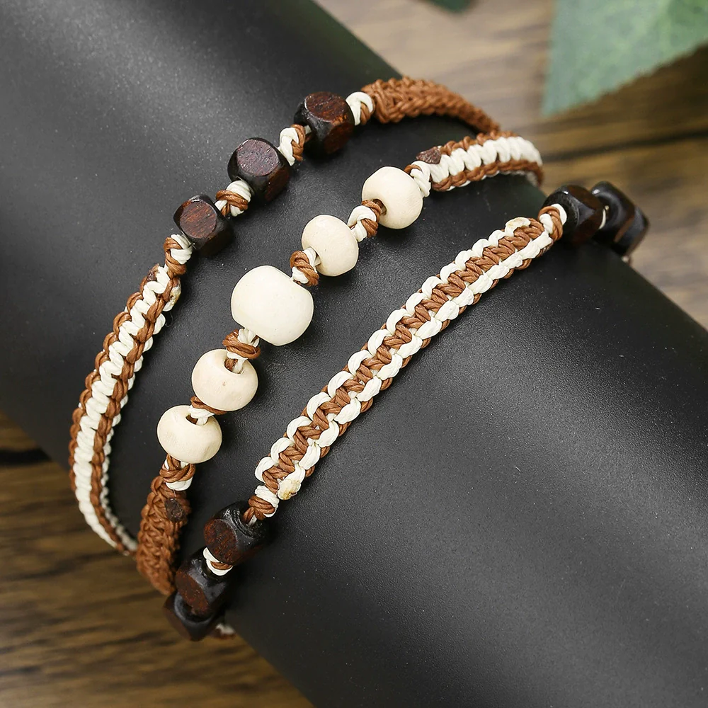 Wholesale Multistrand Winding Woven Handmade Wooden Bead Bracelet Minimalist Style - Image 4