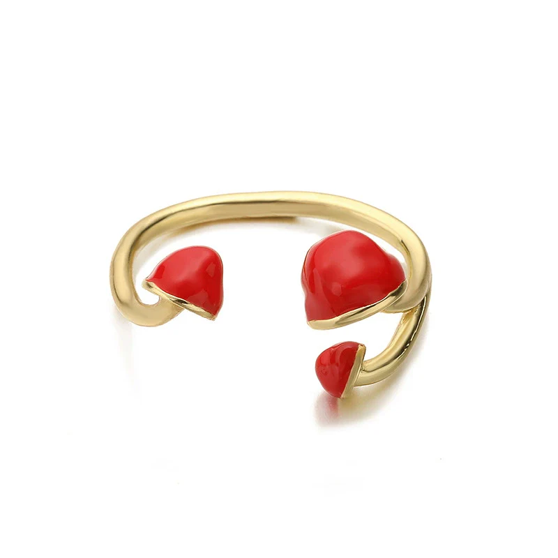 Wholesale Mushroom Ring Copper Dripping Oil Fruit Pattern For Women - Image 10